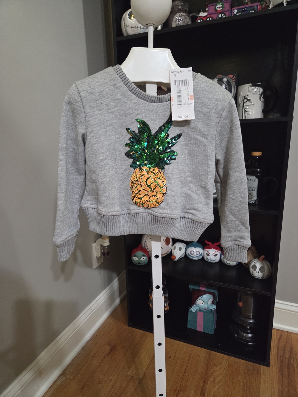 GB girls Gray Sweatshirt with Sequin Pineapple